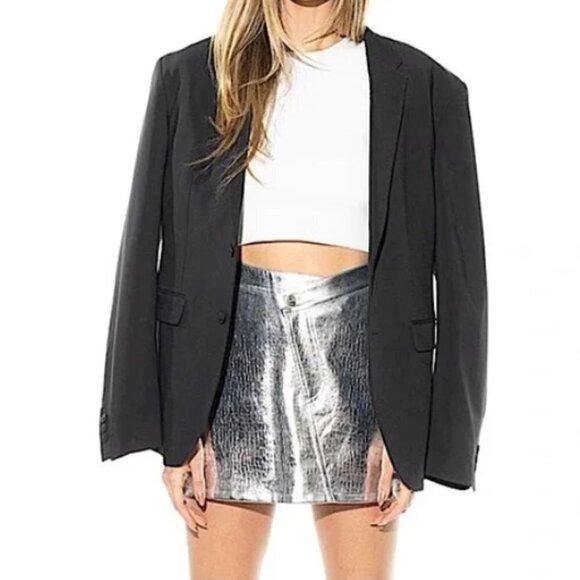 Torn By Ronny Kobo NWT Silver Metallic Faux Leather Croc Embossed Wrap Silver 8 - Picture 2 of 13